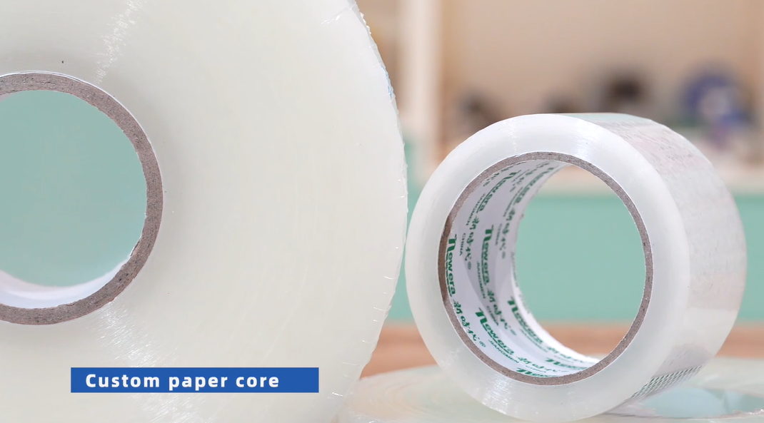 Clear Tape and Clear Tape with Logo: Custom Brand Paper Core Design